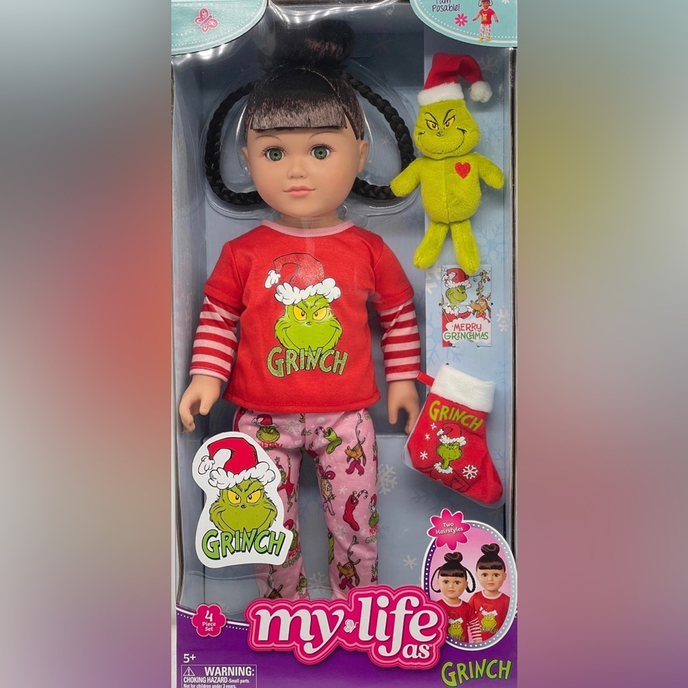 BRAND NEW MY LIFE GRINCH CINDY LOU POSABLE DOLL Green Eyes New 2022